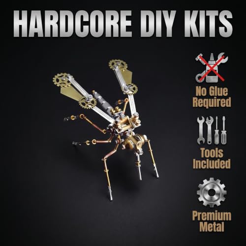 3D Metal Puzzle Model Mechanical Kits Steampunk Mosquito 140+ Components 2-3 Hours Build No Glue Screw Assembly Desktop Decor Christmas & Birthday Gift for Adults Men(Mosquito A) - style: Mosquito A