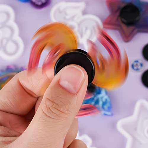 NiArt DIY Fidget Spinner Silicone Mold Kit, 5 Epoxy Resin Molds 10 Bearings, Stress Relief Casting Toy Gift for Adults, Create 10 Custom Spinners for Arts Crafts Home Decor - size: 5 Molds (A) + 10 BLACK Bearings
