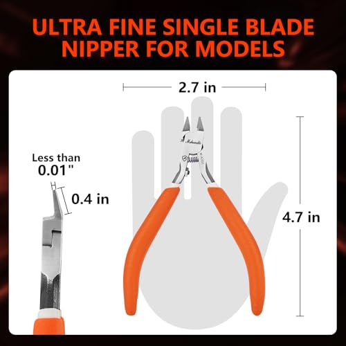 Model Nippers 4.7" Ultra Thin Single Blade Gundam Nippers, Sprue Cutter Hobby Nippers, Model Kit Nippers for Plastic Gunpla Model Building Gift Box with Protective Cover & Spring - style: Extra-thin (Iron Box)