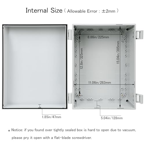 Junction Box IP65 Waterproof Electrical Box Outdoor ABS Plastic Project Box Hinged Shell Universal Enclosure Box with Mounting Plate, Wall Brackets, Cable Glands 15.7" x 11.8" x 7.1" - color: Grey, size: 15.7" x 11.8" x 7.1"