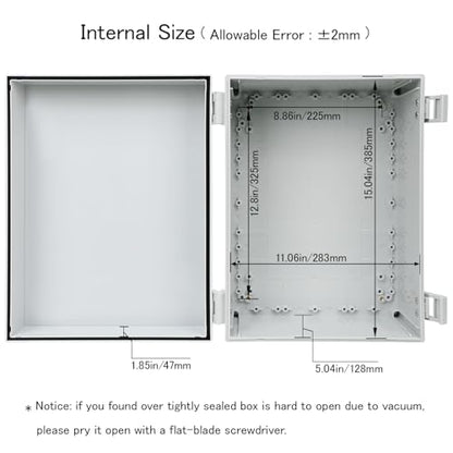 Junction Box IP65 Waterproof Electrical Box Outdoor ABS Plastic Project Box Hinged Shell Universal Enclosure Box with Mounting Plate, Wall Brackets, Cable Glands 15.7" x 11.8" x 7.1" - color: Grey, size: 15.7" x 11.8" x 7.1"