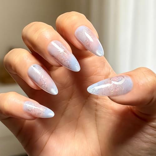 Press on Nails, 6 Packs (144 Pcs) Medium Almond Sets, Wedding French - color: Wedding French Floral