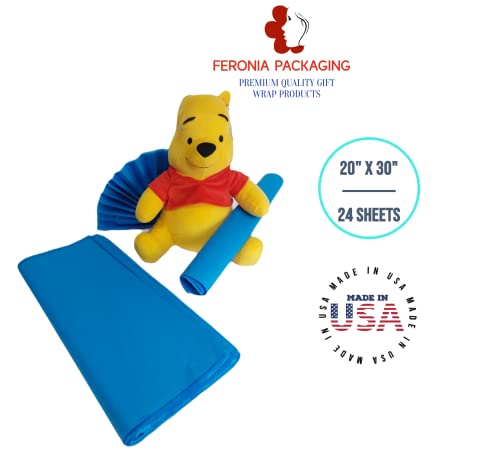 Brilliant Blue Tissue Paper Squares, Bulk 24 Sheets, Premium Gift Wrap and Art Supplies for Birthdays, Holidays, or Presents by Feronia packaging, Large 20 Inch x 30 Inch - color: BrilliantBlue