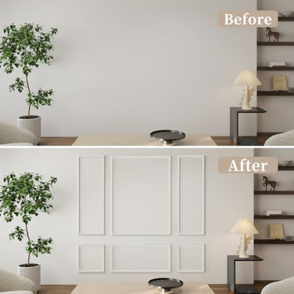 JBER Peel and Stick Wall Molding Kit, 6 Pre-Cut Wainscoting Panels, White - color: White-3 Pack-Bird, size: 78 x 24 in+78 x 48 in