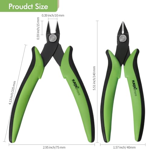 KATA Mini Flush Cutters, 5 Inch Precision Wire Cutter Plier for Electronics - color: 1 Pack 5" Flush Cutter Green