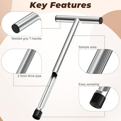 17in Soil Probe Soil Sample Ergonomic T-Style Stainless Steel - color: 17in