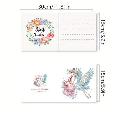 DDGYP 6 PCS Diamond Art Painting Greeting Cards with Envelopes,5.9x11.81In - color: whitege