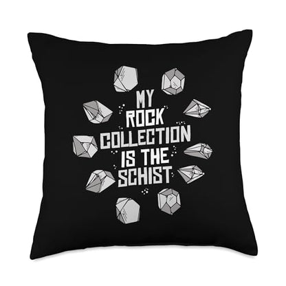 Best Rocks And Minerals Kit Guide Collection Gifts My Rock Collection is The Schist Geologist Mineral Collector Throw Pillow, 18x18, Multicolor - size: 18x18