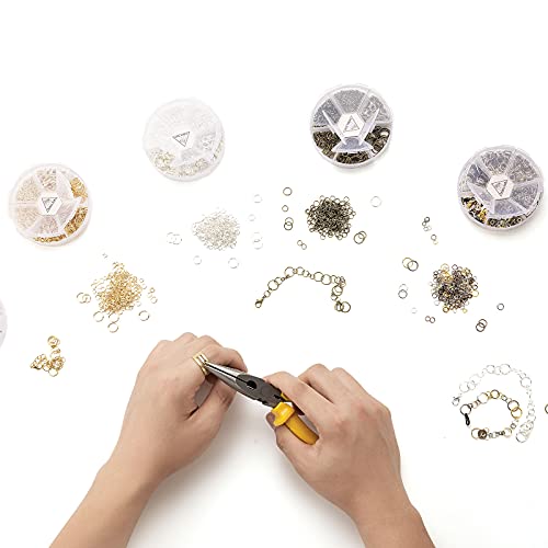 Handyman Crafts Jump Rings Kit With1000PCS Open Jump Rings 40PCS 12mm Lobster Clasps and Jump Rings Opener for Jewelry Making Keychains and Necklace Repair (Bronze) - color: Bronze