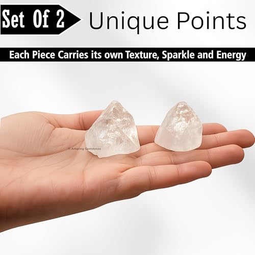 Amazing Gemstone Apophyllite Crystals and Healing Stones Mineral Specimen Set of 2- Premium Semi Precious Gem Stones - Healing Crystals Geodes Clusters for Meditation, Chakra Balance (L) - color: Apophyllite Points, size: Large