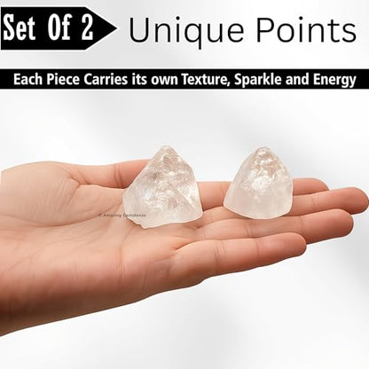 Amazing Gemstone Apophyllite Crystals and Healing Stones Mineral Specimen Set of 2- Premium Semi Precious Gem Stones - Healing Crystals Geodes Clusters for Meditation, Chakra Balance (L) - color: Apophyllite Points, size: Large