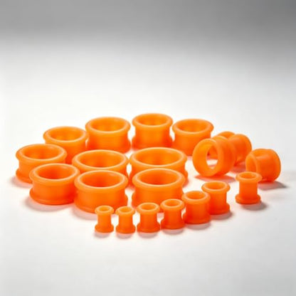 Oyaface 20 PCS Piercing Tunnel Set Soft/Hard Silicone Flesh Ear Plugs 2g-25mm Flexible Ear Stretching Gauge Expander - color: Orange