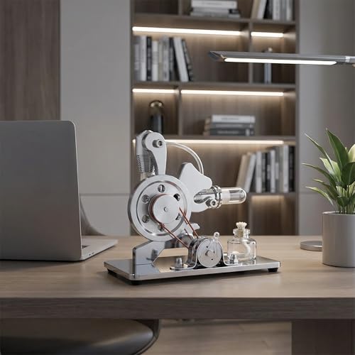 Sunnytech Hot Air Stirling Engine Motor Model Educational Toy Electricity Generator Colorful LED SC (SC005) - style: SC005
