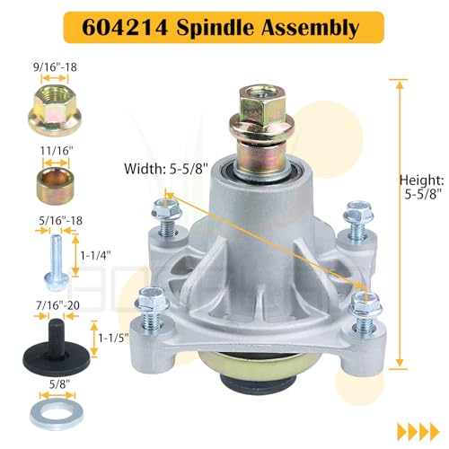 3 Pack 604214 Spindle for Hustler Raptor 52 Inch Deck Rebuild Kit - size: 3x604214K