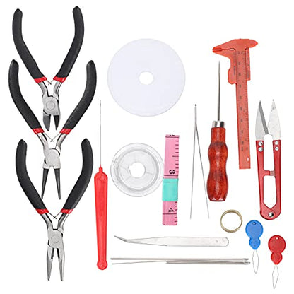 Jewelry Making Tool Kit, Professional 22pcs Stainless Steel Pliers Scissor Set for DIY Jewelry and Leather Handicrafts