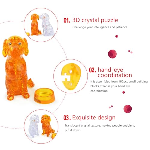 3D Crystal Dog Puzzle, Crystal Puzzle Brainteasers for Puzzlers Ages 16 and Up, 41PCS(Orange) - color: Orange-dog