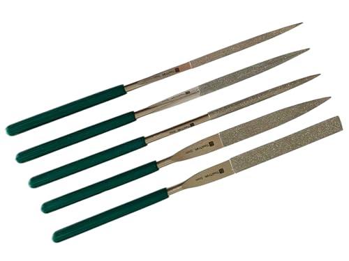 5 Pcs Diamond Needle File Set, Mini Metal File Diamond File Set, Miniature and Model Files, Small File Jewelry Stone Carving Tools - Round Triangular Square Flat Shape Half-Round (7") - size: 7"