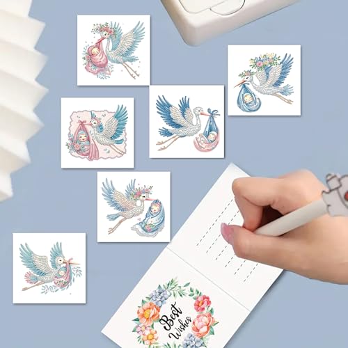 DDGYP 6 PCS Diamond Art Painting Greeting Cards with Envelopes,5.9x11.81In - color: whitege