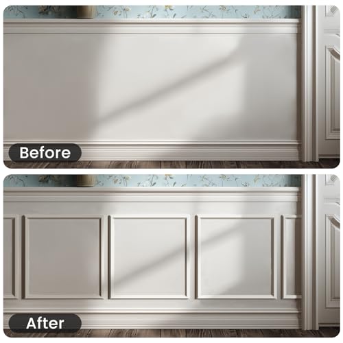 6 Sets Peel and Stick Wall Molding Kit, 20x20 Inch Premade Wainscoting Frames - color: 20''x20''-6pack