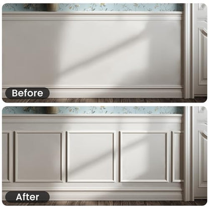 6 Sets Peel and Stick Wall Molding Kit, 20x20 Inch Premade Wainscoting Frames - color: 20''x20''-6pack