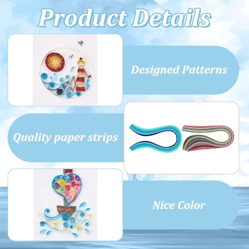 WEBEEDY 20 Sets Paper Quilling Kit for Adults Beginners 5 Styles Lighthouses Boats Waves Love Theme Quilling Greeting Card Making Kit with Instruction Ideal Gift for Sailing Enthusiasts