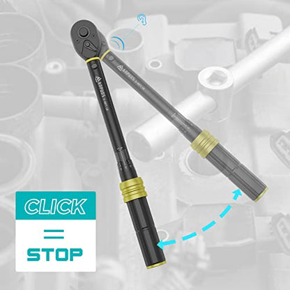 ANPUDS 3/8" Click Torque Wrench, 5-45 Ft-Lb/6.8-61 Nm, Lightweight Aluminum - size: 5-45 ft-lb / 6.8-61 Nm