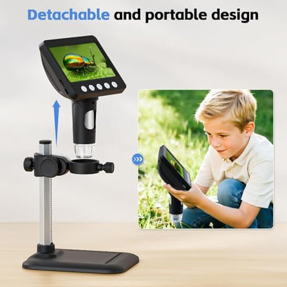 4.3" Digital Microscope for Adults, SKYEAR Coin Microscope 1000X Magnification with 8 Ajustable LED Fill Lights, USB Microscope for Windows/MacOS, Coin Collection Supplies-Black - color: Black
