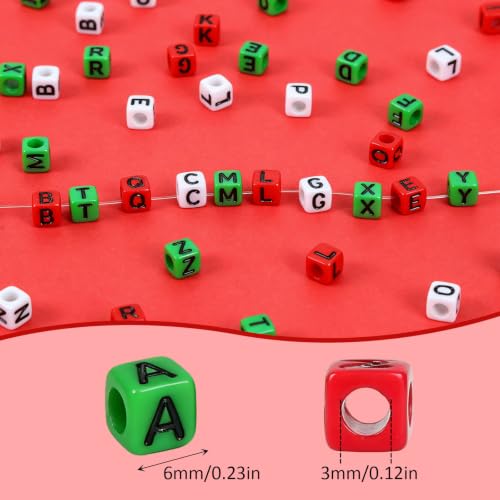 Augshy 1400 Pcs Christmas Letter Beads for Jewelry Making, Alphabet Bead - color: Red Green White