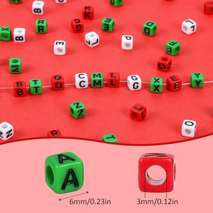 Augshy 1400 Pcs Christmas Letter Beads for Jewelry Making, Alphabet Bead - color: Red Green White