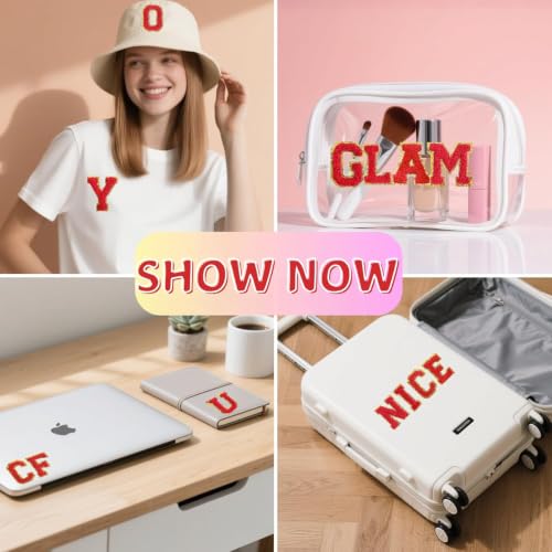 Chenille Letter Patches 26Pcs Self Adhesive Stickers for Clothes Backpacks - color: Red 26 Pcs