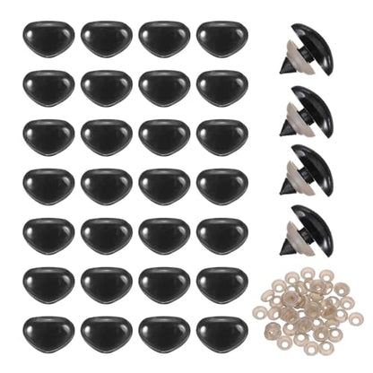 MECCANIXITY 50set 15mm Large Plastic Triangle Safety Noses Black with Washer for Crochet Stuffed Animal Doll Craft Puppet Plush Toy Bear - color: Black, size: 15mm