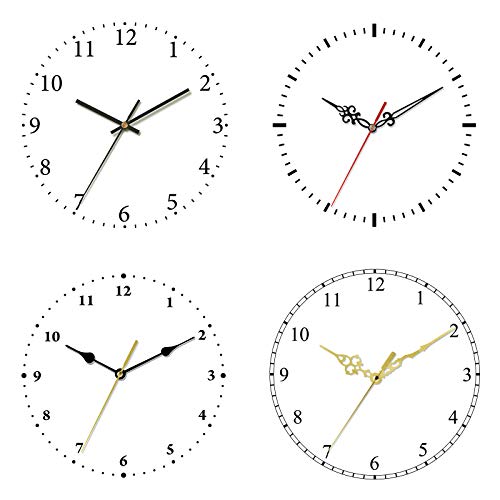 Outus 4 Pieces Quartz Clock Movement Mechanism Non Ticking DIY Mechanism with 6 Clock Hands Sets for Repair Parts Replacement(0.9 Inch/ 22 mm,Gold, Black) - size: 22 mm