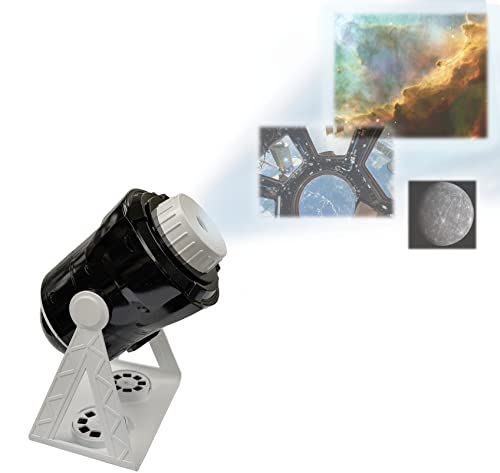 LEXiBOOK NLJ181i1 Speaking 2-in-1 Planetarium Projector, 24 Images to Discover Space, 2 Constellation Domes, STEM, Black/White - style: NLJ181i1
