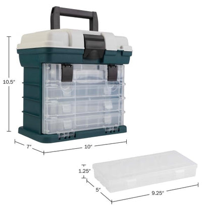 Portable Tool Box - Small Parts Organizer with Drawers and Customizable Compartments for Hardware, Fishing Tackle, Beads, or Crafts by Stalwart (Gray) (Pack of 2) - size: Pack of 2
