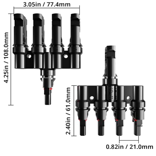 Solar Branch Connectors, Solar Panel Y Branch Connector (1 Pair, T-Branch) - size: 1Pair M/FFFF+F/MMMM