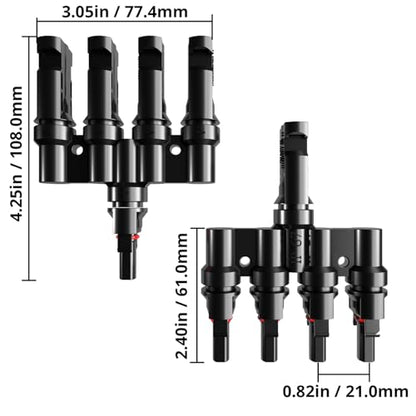 Solar Branch Connectors, Solar Panel Y Branch Connector (1 Pair, T-Branch) - size: 1Pair M/FFFF+F/MMMM
