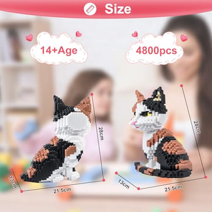 Cat Building Blocks Sets 3D Puzzles Toys Ornaments, 4800pcs Particle Building Blocks, Improve Thinking Concentration, Kids Toys Gifts - color: Cat