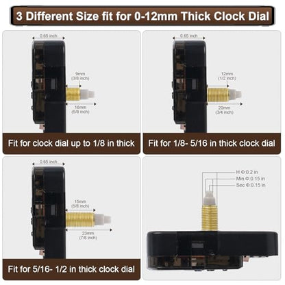 15 Pack Clock Mechanism Replacement Kit with 20 Pairs Clock Hands - size: 15pcs Thread Length 3/8 in+1/2 in+5/8 inch