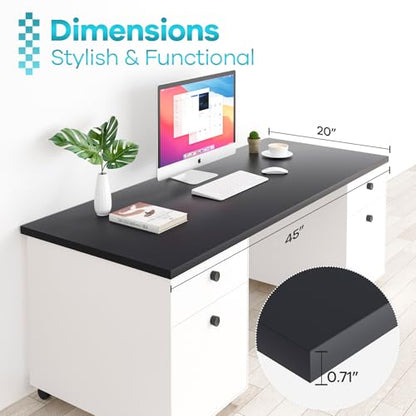 Kaboon 45x20 inch Black Table Top Universal, Solid One-Piece Desktop, Reversible Melamine Countertop, Double Desks, L-Desk DIY - color: Black, size: 45x20