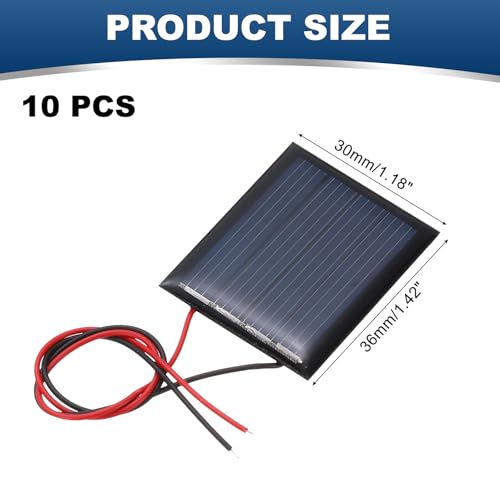 MECCANIXITY 10Pcs 2V 0.12W 60mA Mini Solar Panels with Cable | Small Polycrystalline Solar Cell Panel for DIY Electric Toy Materials Kits Charger - style: 2V 0.12W 60mA
