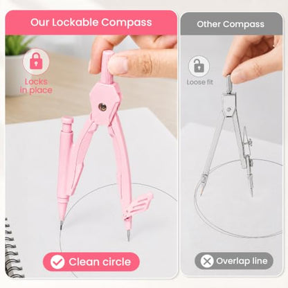 Sooez Metal Lockable Compass and Protractor Set, Compass Drawing Tool - color: Blue