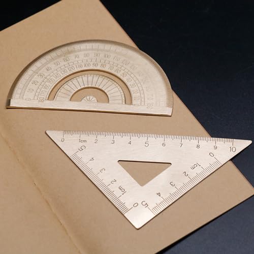 Utoolmart Brass Ruler Set - 180 Protractor, 5.9-inch Straight Ruler, Measuring Tool for Drafting, Drawing, Math & Geometry - size: 1 set