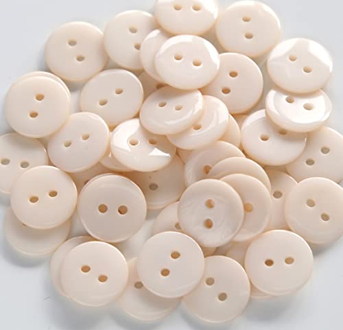 200pcs 5/8 Inch(15mm) Beige Buttons 2 Holes Resin Button for Sewing and DIY Crafts - color: Beige
