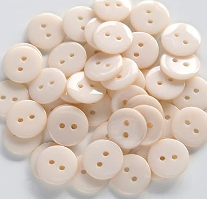 200pcs 5/8 Inch(15mm) Beige Buttons 2 Holes Resin Button for Sewing and DIY Crafts - color: Beige
