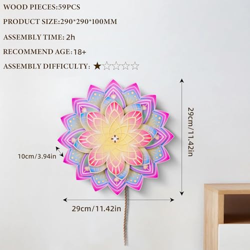 3D Wooden Puzzles Mandala Wall Art for Adults - color: Mandala