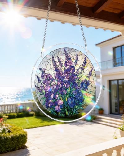Acrylic Jigsaw Puzzle Suncatcher - Violet Garden - color: Violet Garden, size: M-8.2in*8.2in