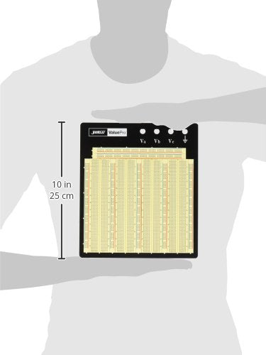 Jameco Valuepro 3220-Point Solderless Breadboard 7.3"L x 7.5"W, 0.1" Spread, Ideal for Prototyping and Classroom Projects - WBU-208-R