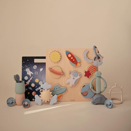 mushie Wooden Space Puzzle | for Kids 3 Years+ | Preschool Educational & Toddler Montessori Toys (8 pcs)