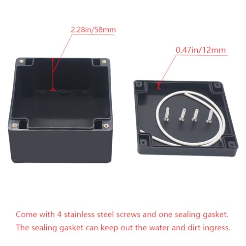 Junction Box IP65 Waterproof ABS Plastic Electrical Project Case Power Junction Boxes, Project Box with 4 PCS M16 Cable Glands 4.72x4.72x2.95 inch (120x120x75mm) - color: Black, size: 4.72"x4.72"x2.95"
