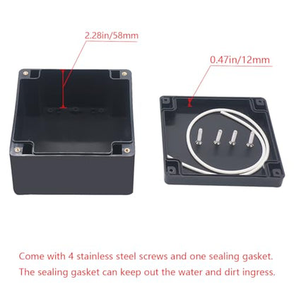 Junction Box IP65 Waterproof ABS Plastic Electrical Project Case Power Junction Boxes, Project Box with 4 PCS M16 Cable Glands 4.72x4.72x2.95 inch (120x120x75mm) - color: Black, size: 4.72"x4.72"x2.95"